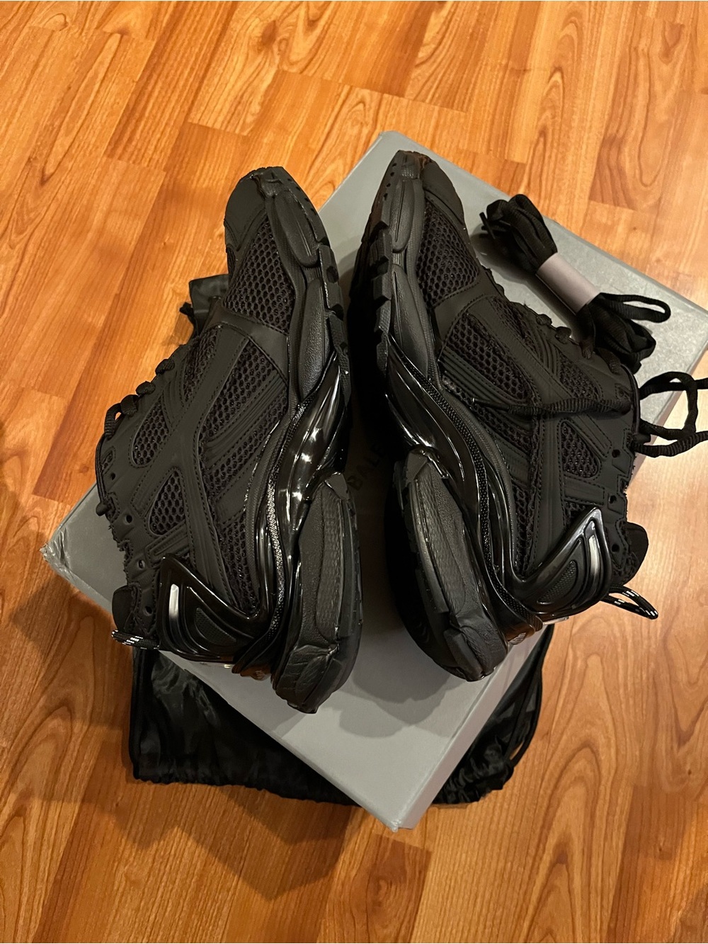Balenciaga Men's Black Layered Runner Sneakers - Picture 3 of 5